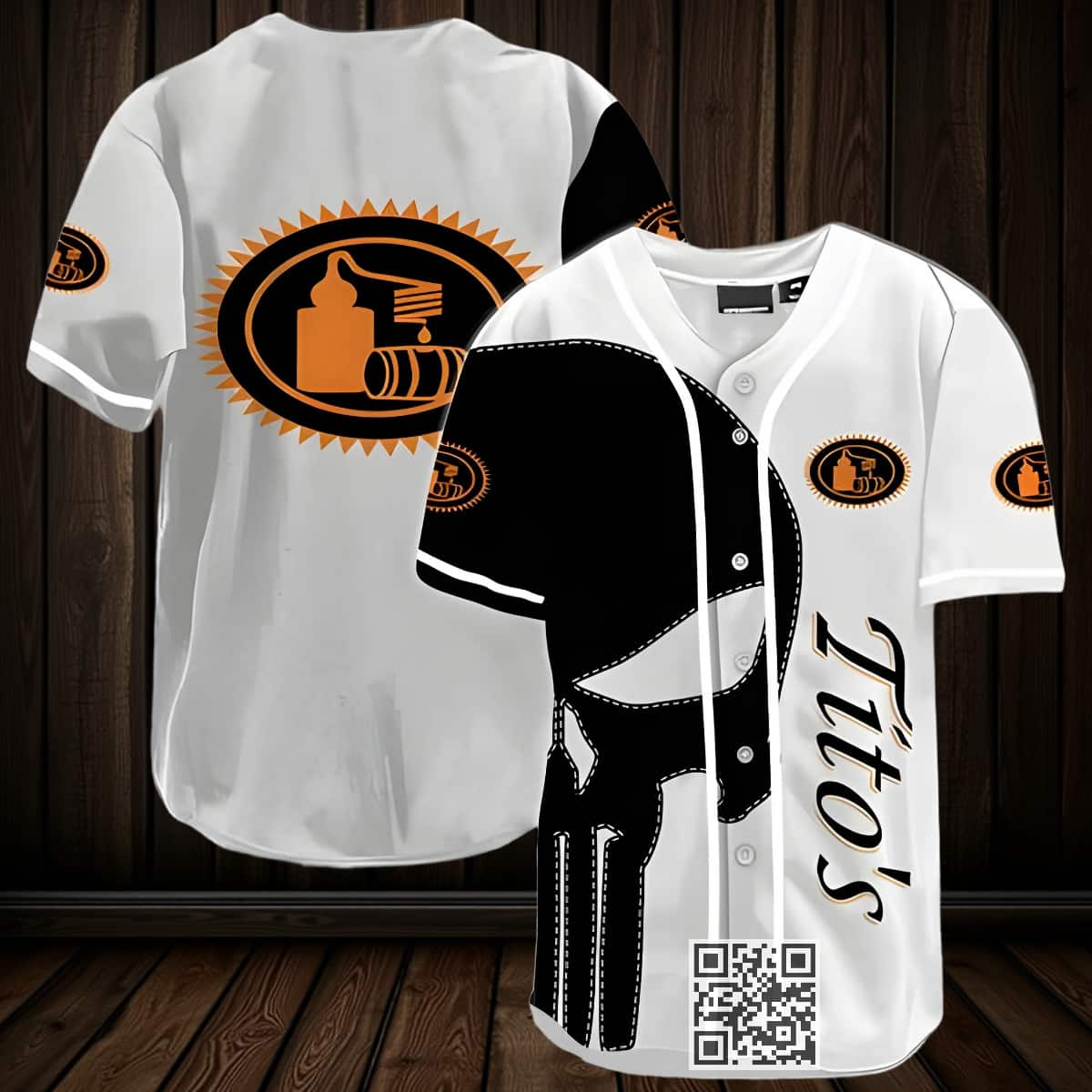 Black Skull Tito's Vodka Baseball Jersey Gift For Sporty Boyfriend