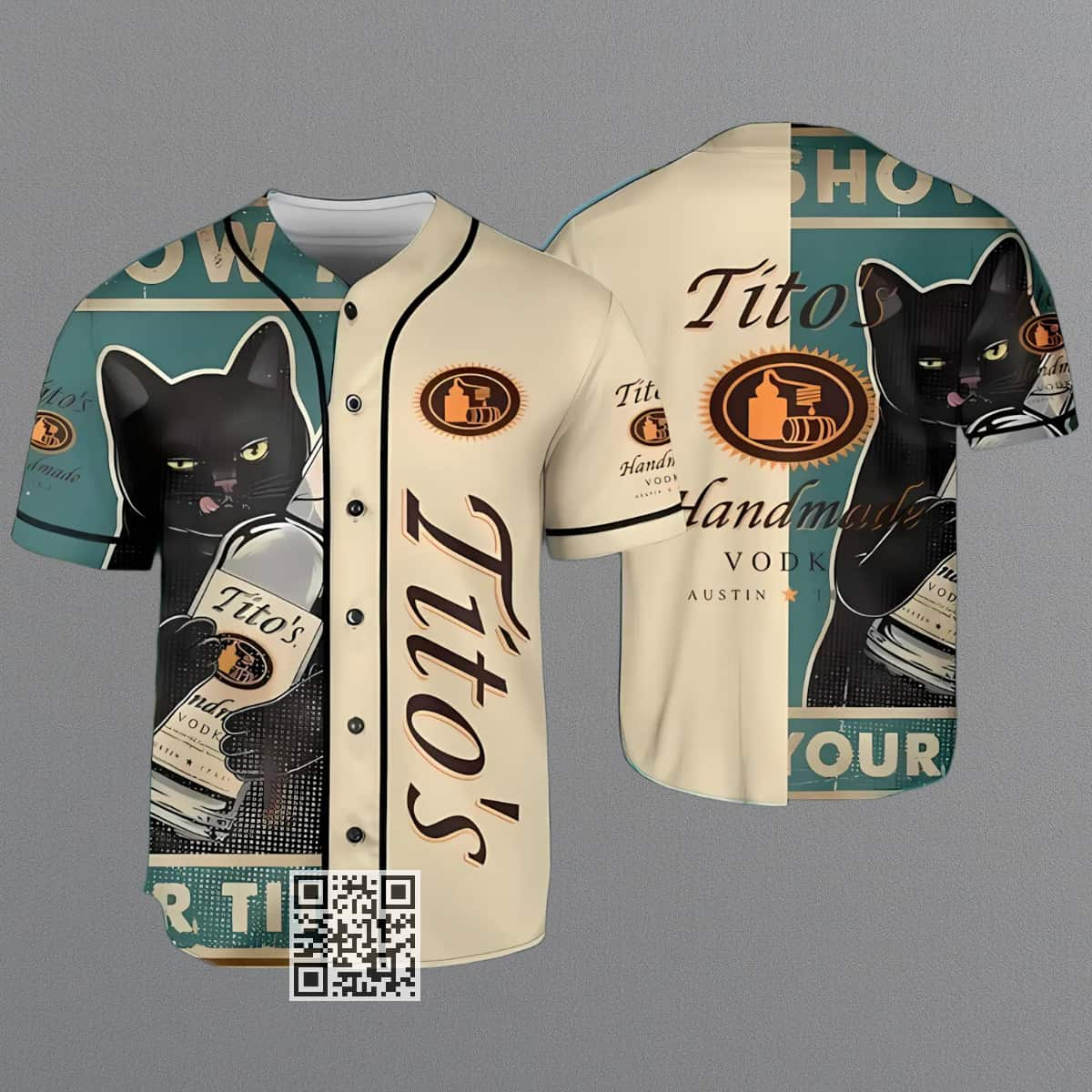 Black Cat Loves Tito's Vodka Baseball Jersey Gift For Best Friend