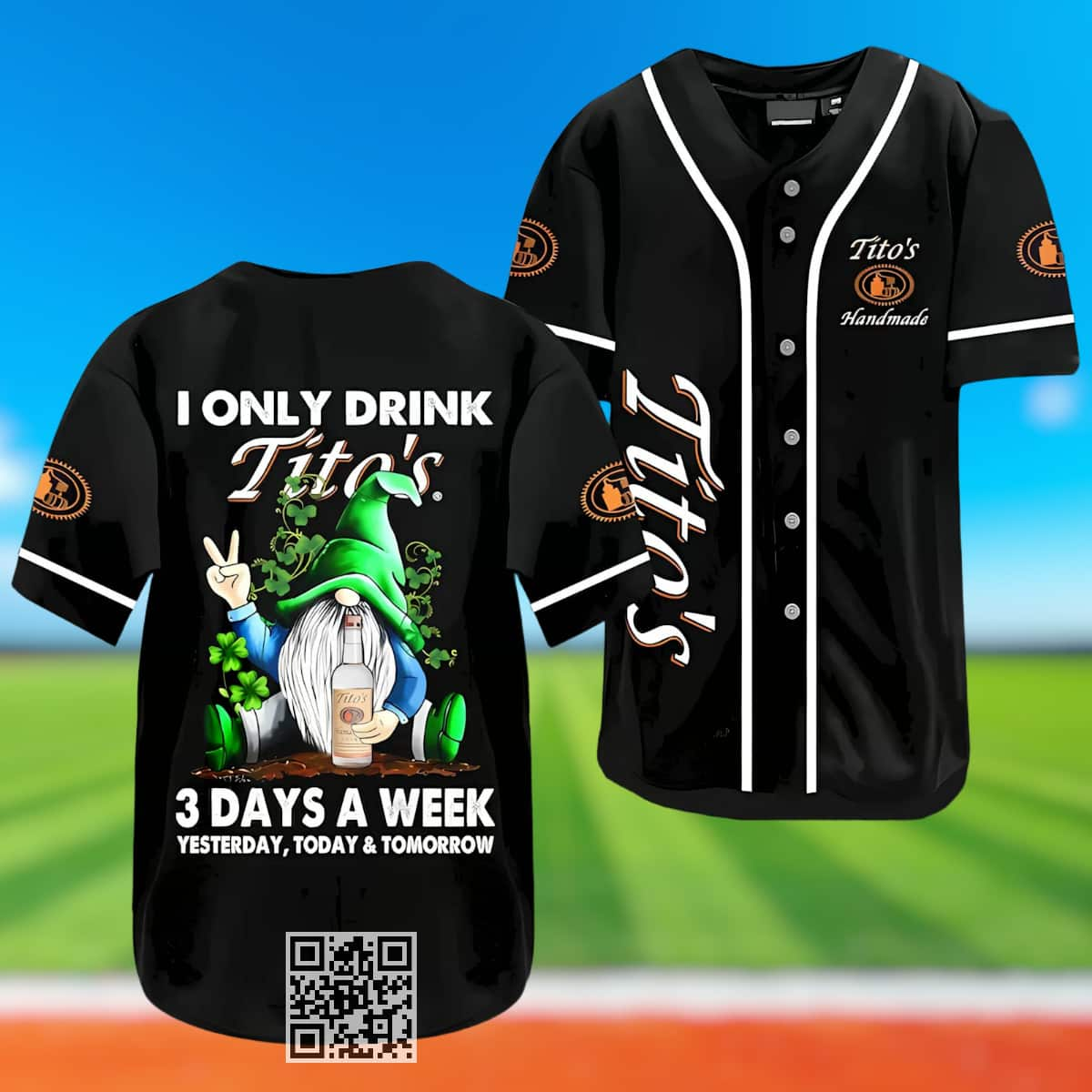 Gnomes I Only Drink Tito's 3 Days A Week Baseball Jersey