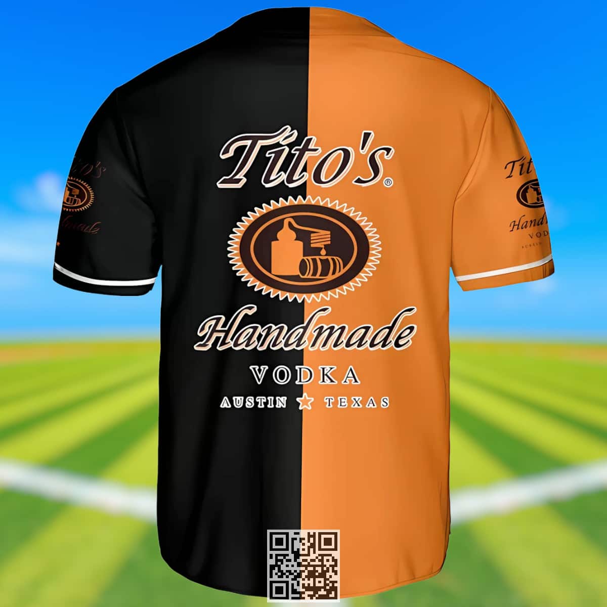 Orange And Black Split Tito's Baseball Jersey Sports Gift For Him Orange And Black Split Tito's Baseball Jersey Sports Gift For Him