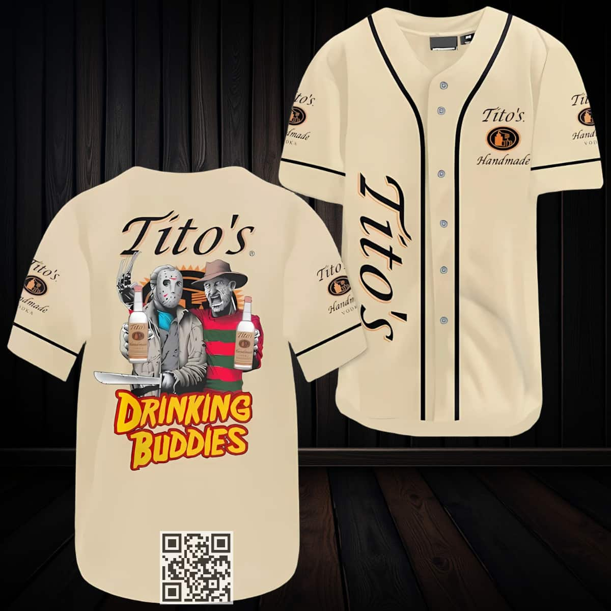 Freddy and Jason Drinking Buddies Tito's Baseball Jersey Gift For Friends