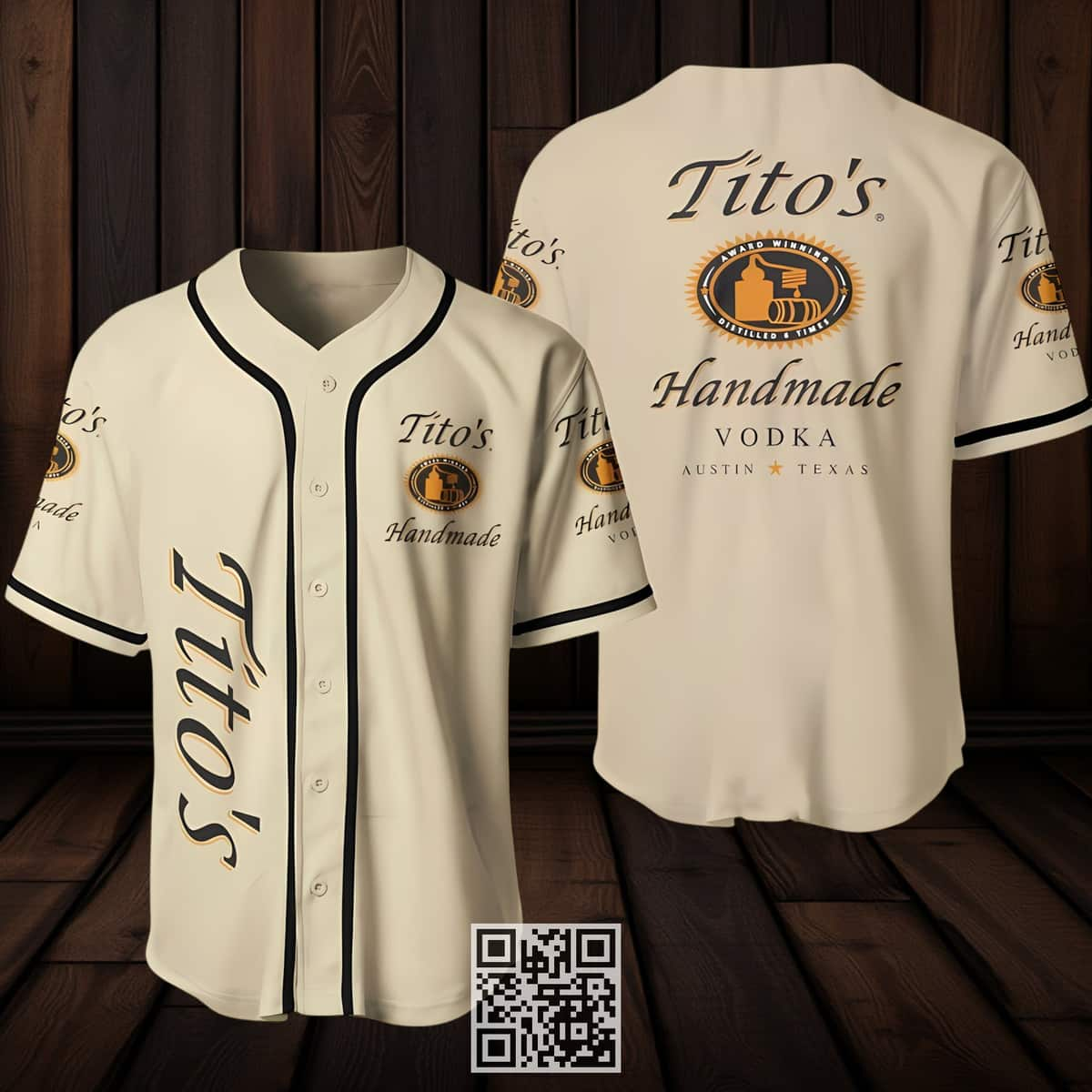 Beige Tito’s Vodka Baseball Jersey Gift For Sporty Boyfriend