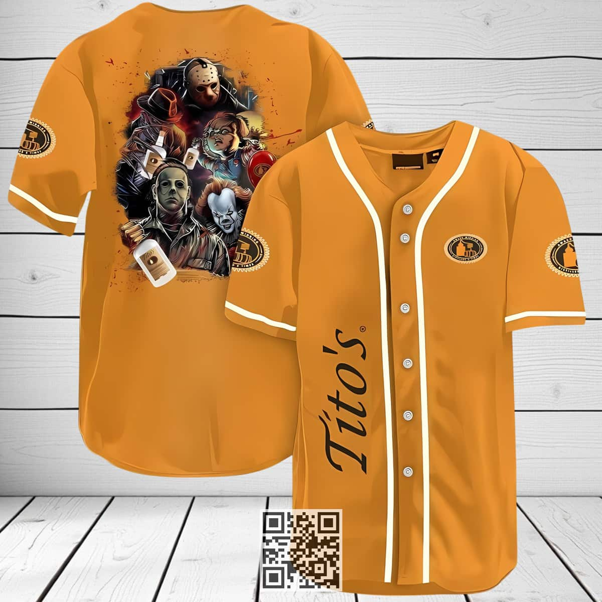 Tito’s Vodka Baseball Jersey Halloween Horror Characters