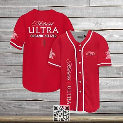 Classic Red Michelob ULTRA Beer Baseball Jersey Organic Seltzer