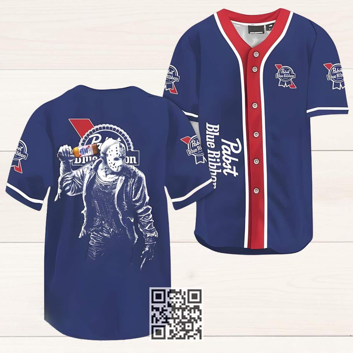 Pabst Blue Ribbon Beer Baseball Jersey Jason Voorhees Friday The 13th Pabst Blue Ribbon Beer Baseball Jersey Jason Voorhees Friday The 13th