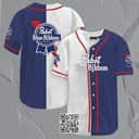 White And Blue Split Pabst Blue Ribbon Baseball Jersey Gift For Beer Lovers White And Blue Split Pabst Blue Ribbon Baseball Jersey Gift For Beer Lovers