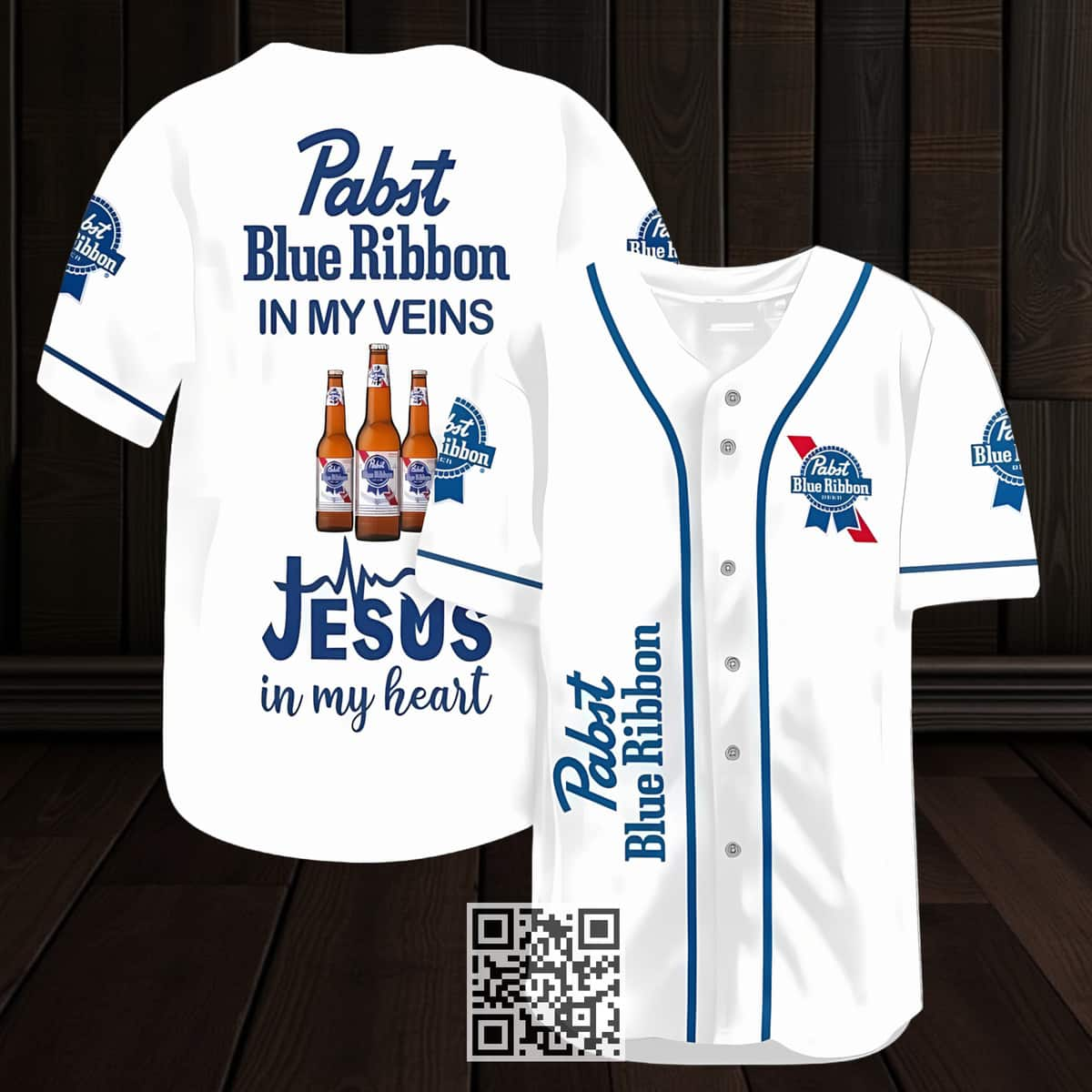 Pabst Blue Ribbon In My Veins Baseball Jersey Beer Lovers Gift