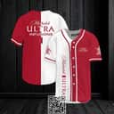 Michelob ULTRA Baseball Jersey Red White Dual Colors Michelob ULTRA Baseball Jersey Red White Dual Colors