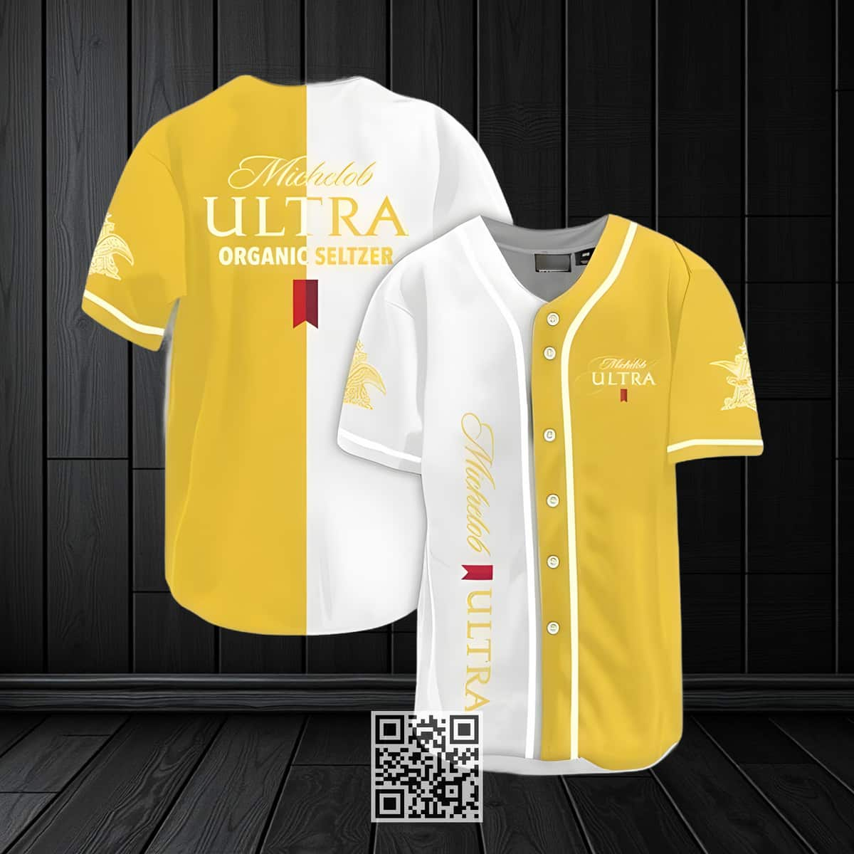 Michelob ULTRA Baseball Jersey Yellow White Dual Colors Organic Seltzer