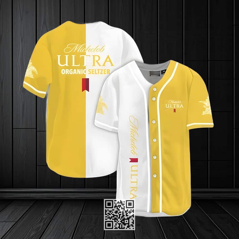 Michelob ULTRA Baseball Jersey Yellow White Dual Colors Organic Seltzer Michelob ULTRA Baseball Jersey Yellow White Dual Colors Organic Seltzer