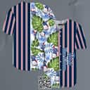 Pabst Blue Ribbon Beer Baseball Jersey Striped And Palm Leaves Pattern Pabst Blue Ribbon Beer Baseball Jersey Striped And Palm Leaves Pattern