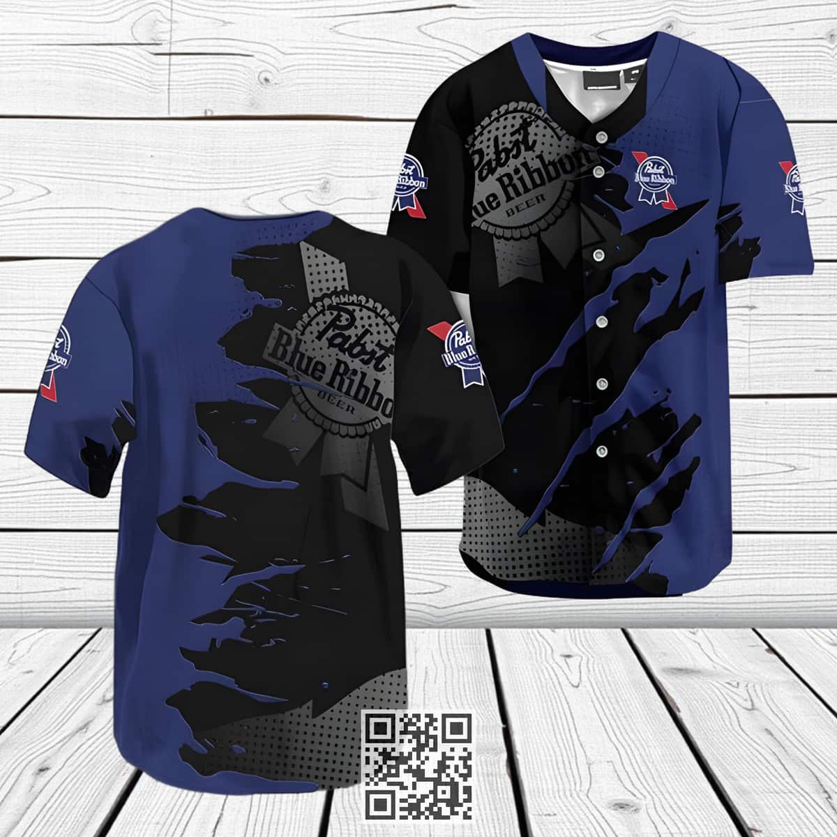 Pabst Blue Ribbon Baseball Jersey Metal Crack Pattern Pabst Blue Ribbon Baseball Jersey Metal Crack Pattern