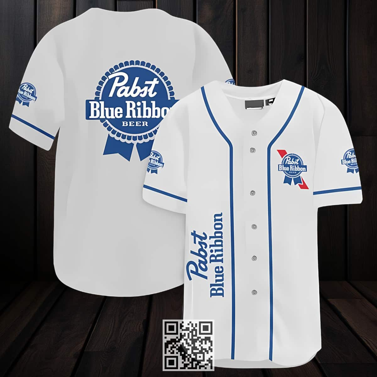 Basic White Pabst Blue Ribbon Baseball Jersey Gift For Beer Lovers