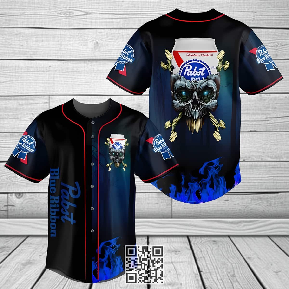 Pabst Blue Ribbon Skull Baseball Jersey Beer Lovers Gift Pabst Blue Ribbon Skull Baseball Jersey Beer Lovers Gift