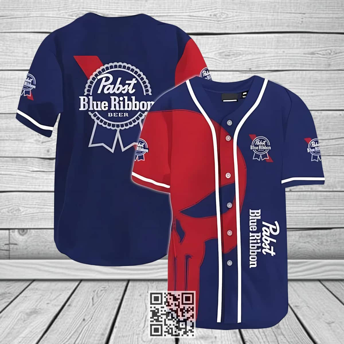 Red Skull Pabst Blue Ribbon Baseball Jersey Gift For Beer Lovers