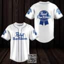Pabst Blue Ribbon White Baseball Jersey Beer Lovers Gift Pabst Blue Ribbon White Baseball Jersey Beer Lovers Gift