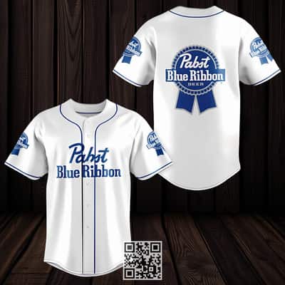 Pabst Blue Ribbon White Baseball Jersey Beer Lovers Gift