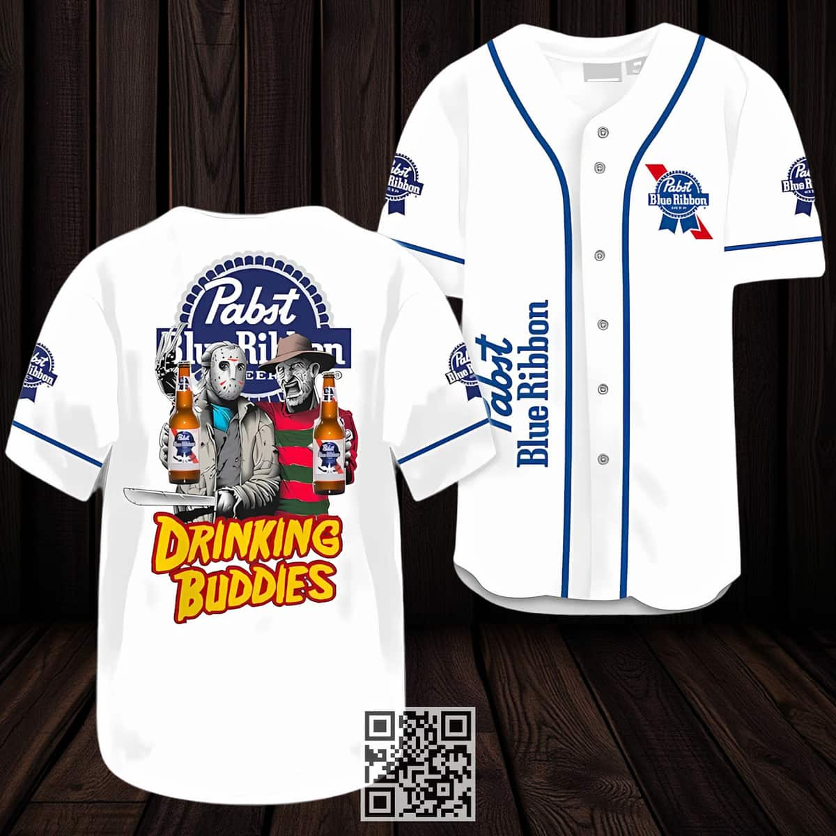 Jason Voorhees And Freddy Krueger Drinking Buddies Pabst Blue Ribbon Beer Baseball Jersey