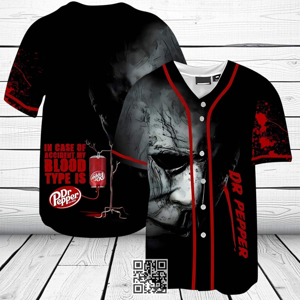 Michael Myers In Case Of Accident My Blood Type Is Dr Pepper Beer Baseball Jersey