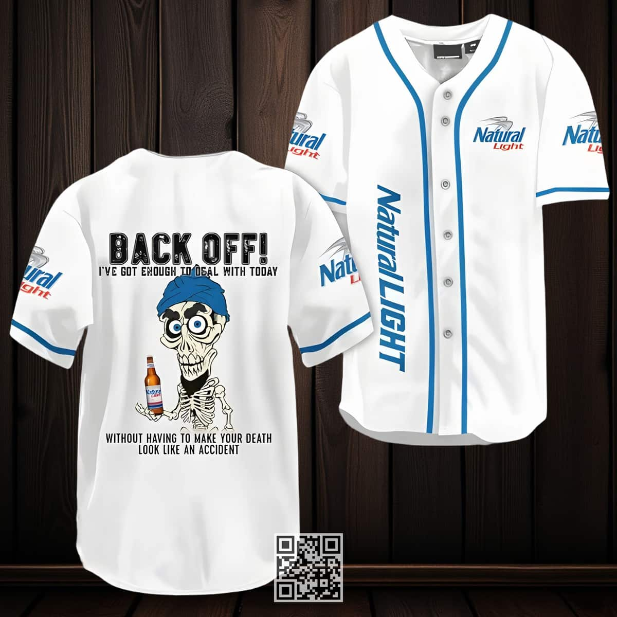 Achmed Back Off With Natural Light Beer Baseball Jersey