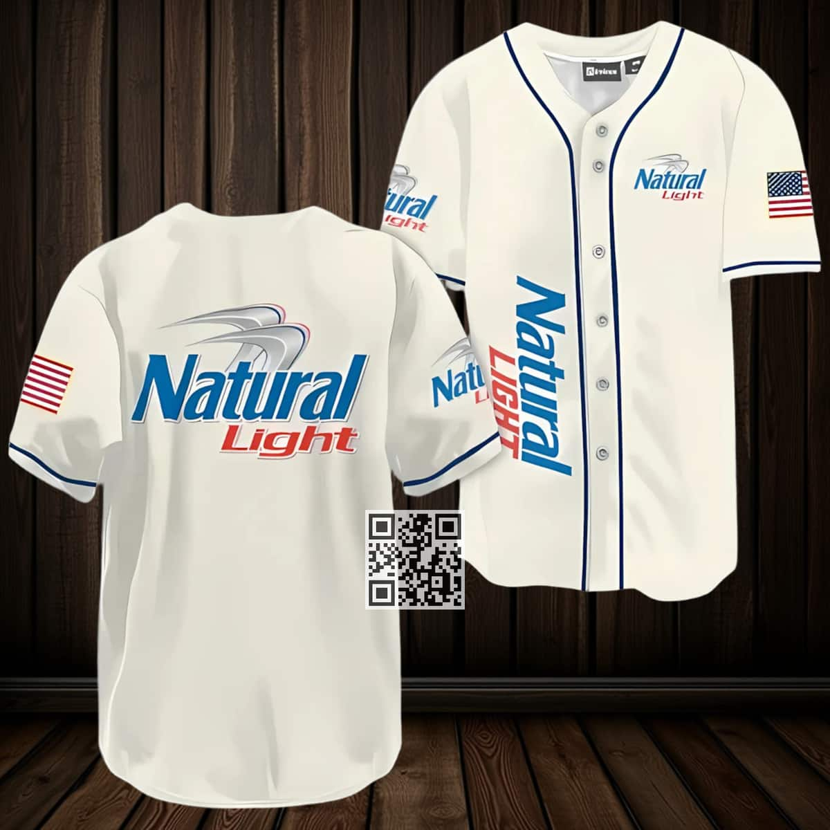 White Natural Light Baseball Jersey Beer Lovers Gift