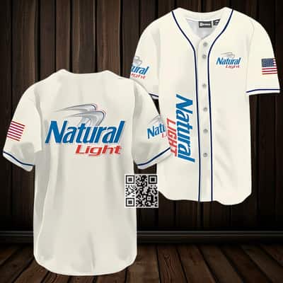 White Natural Light Baseball Jersey Beer Lovers Gift White Natural Light Baseball Jersey Beer Lovers Gift
