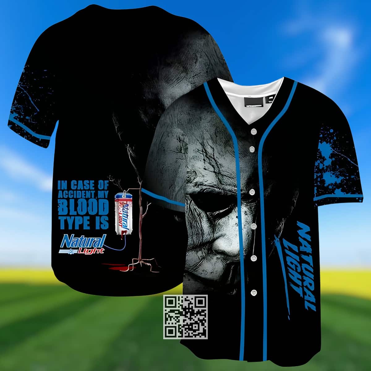 Michael Myers Natural Light Beer Baseball Jersey Michael Myers Natural Light Beer Baseball Jersey