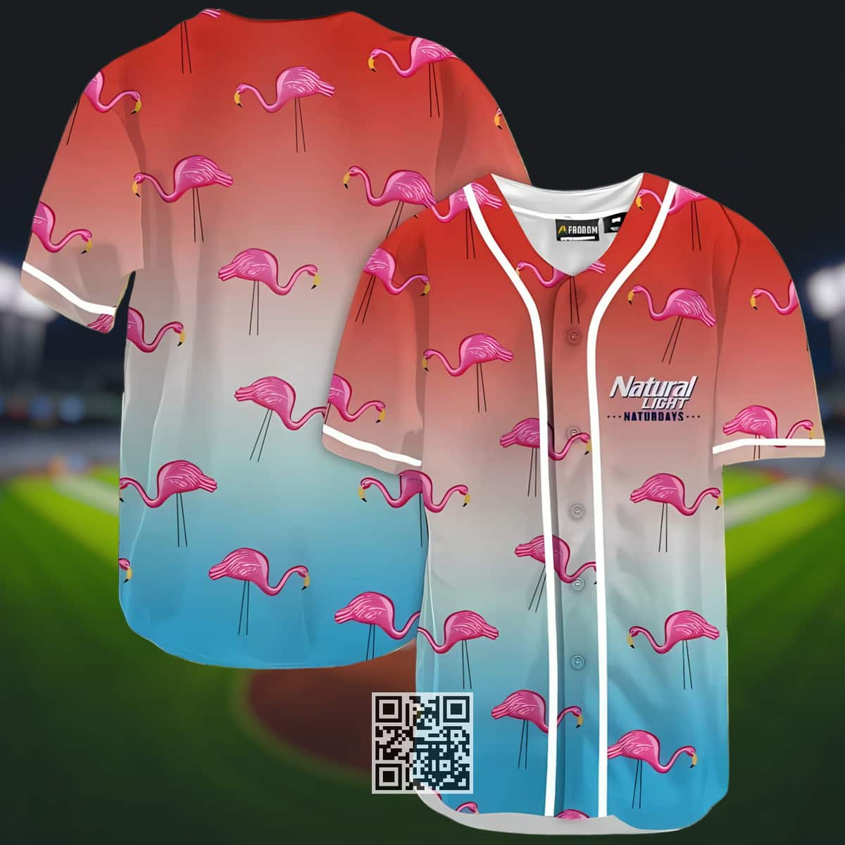 Red Blue Natural Light Baseball Jersey Flamingo Gift For Beer Lovers