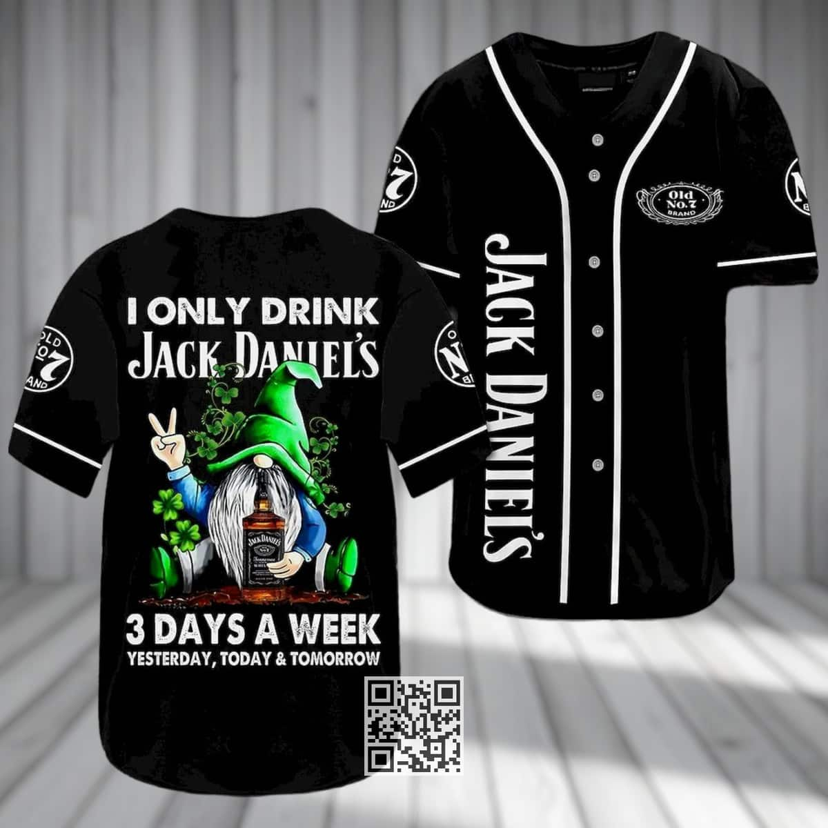 Funny Gnome I Only Drink 3 Days A Week Jack Daniel's Baseball Jersey