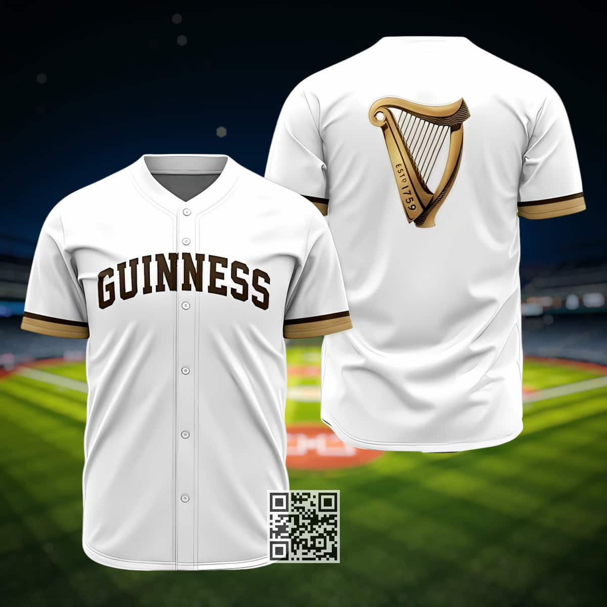 White Guinness Beer Baseball Jersey Gift For Best Friend