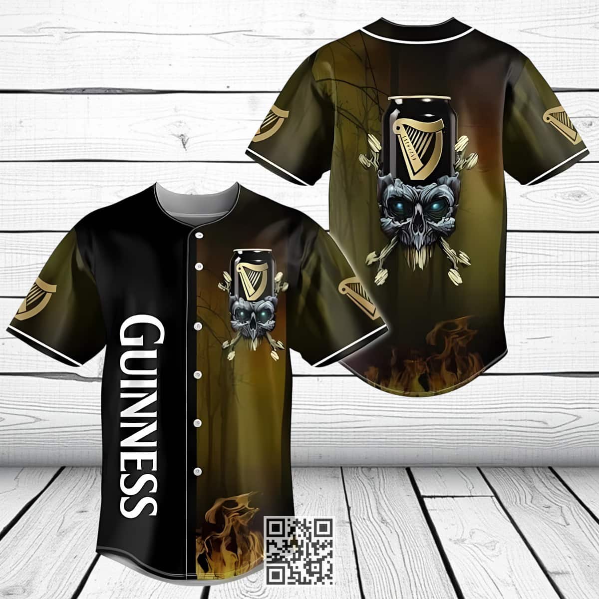 Skull With Guinness Baseball Jersey Sports Gift For Him Skull With Guinness Baseball Jersey Sports Gift For Him