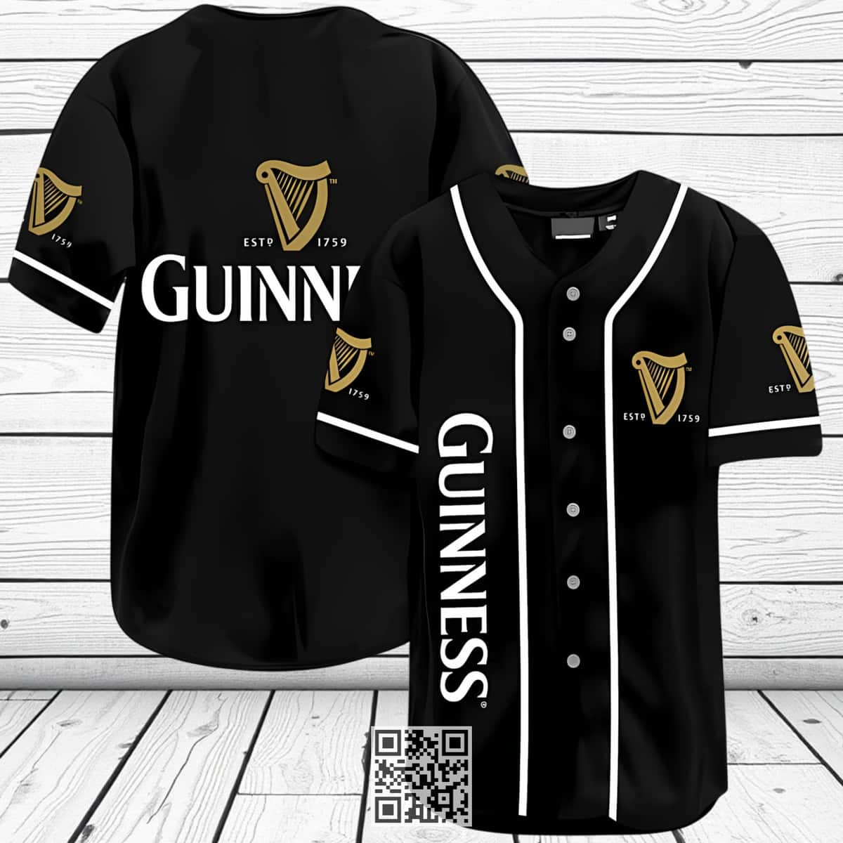 Black Guinness Beer Baseball Jersey Gift For Baseball Fans