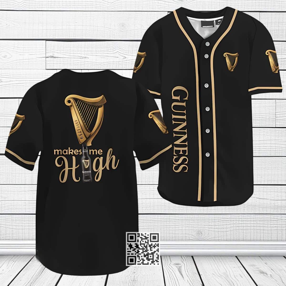 Guinness Beer Make Me High Baseball Jersey Guinness Beer Make Me High Baseball Jersey