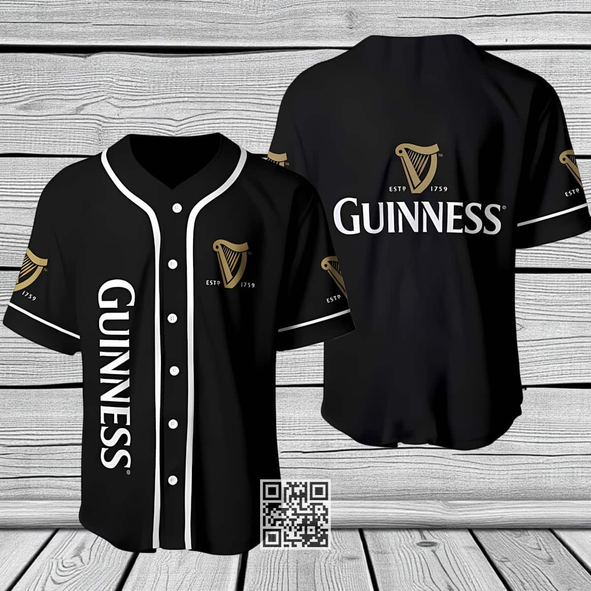 Black Guinness Baseball Jersey Gift For Beer Drinkers