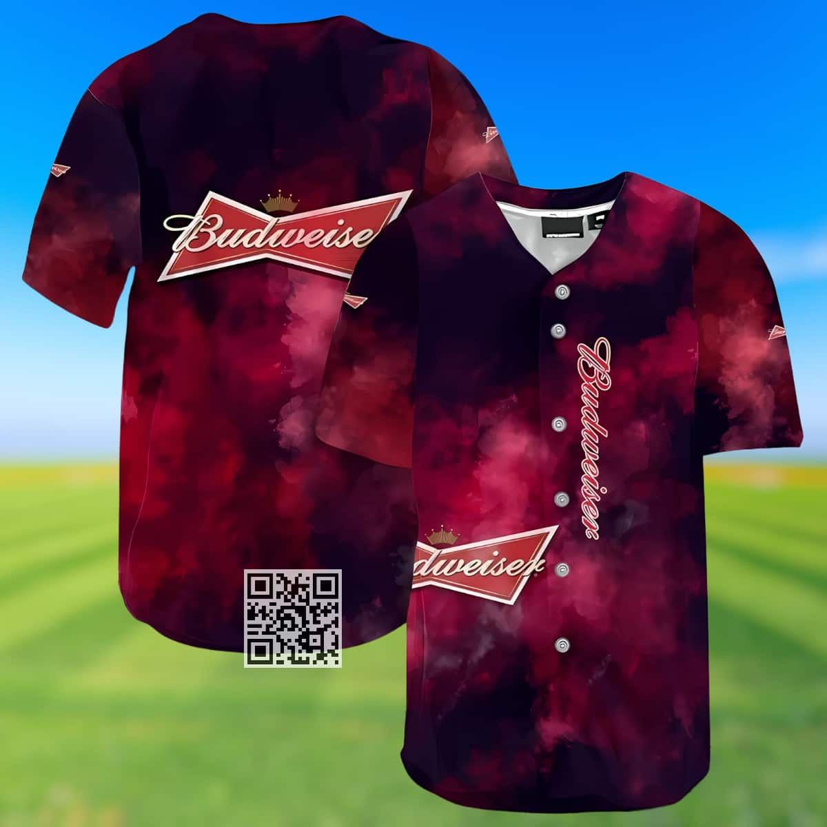 Budweiser Beer Baseball Jersey Colorful Smoke Budweiser Beer Baseball Jersey Colorful Smoke
