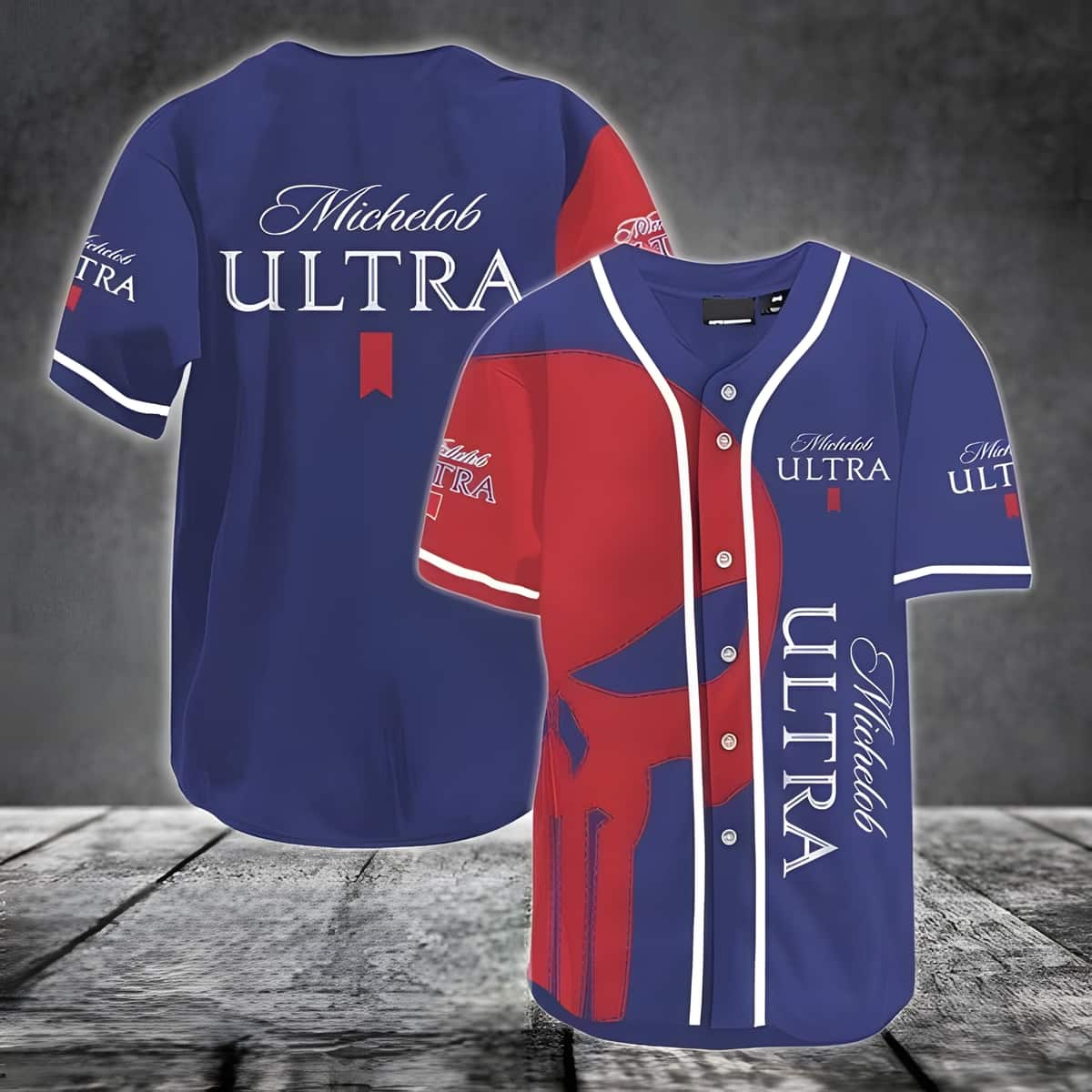 Navi Michelob ULTRA Baseball Jersey Red Skull Best Gift For Beer Lovers