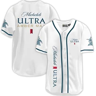 White Michelob ULTRA Baseball Jersey Amber Max Beer Gift For Friends White Michelob ULTRA Baseball Jersey Amber Max Beer Gift For Friends