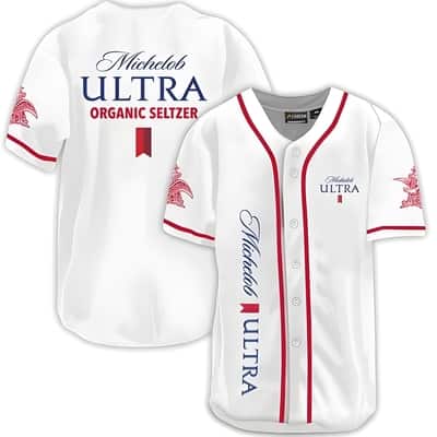 White Michelob ULTRA Baseball Jersey Organic Seltzer Strawberry Guava Beer Gift For Boyfriend