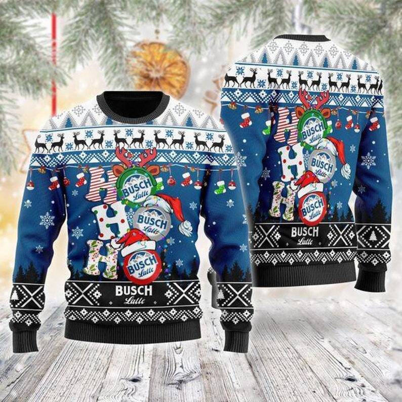 Busch Latte Beer Ugly Christmas Sweater Ho Ho Ho Gift For Son From Dad