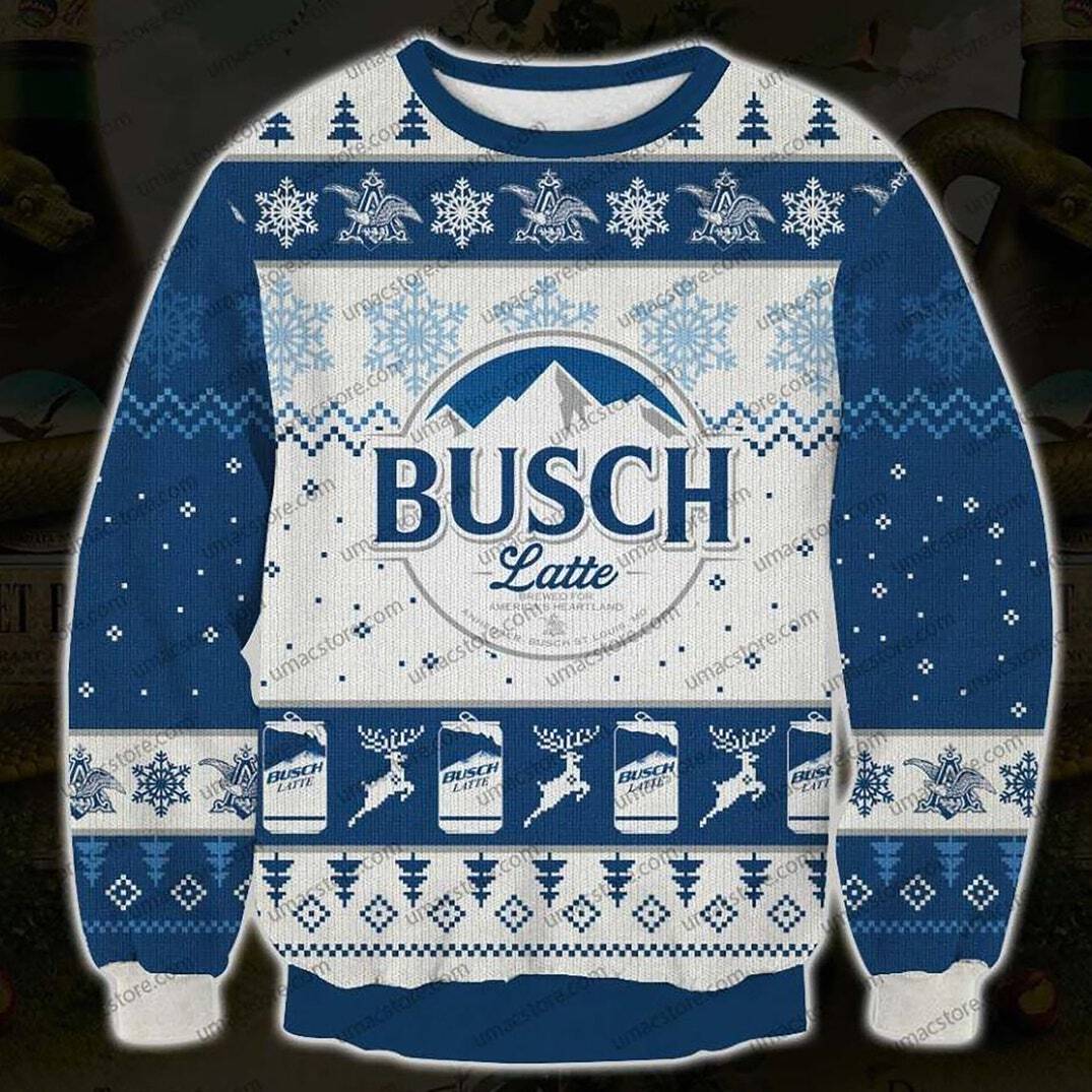 Busch Latte Ugly Christmas Sweater Surprise Gift For Beer Drinkers