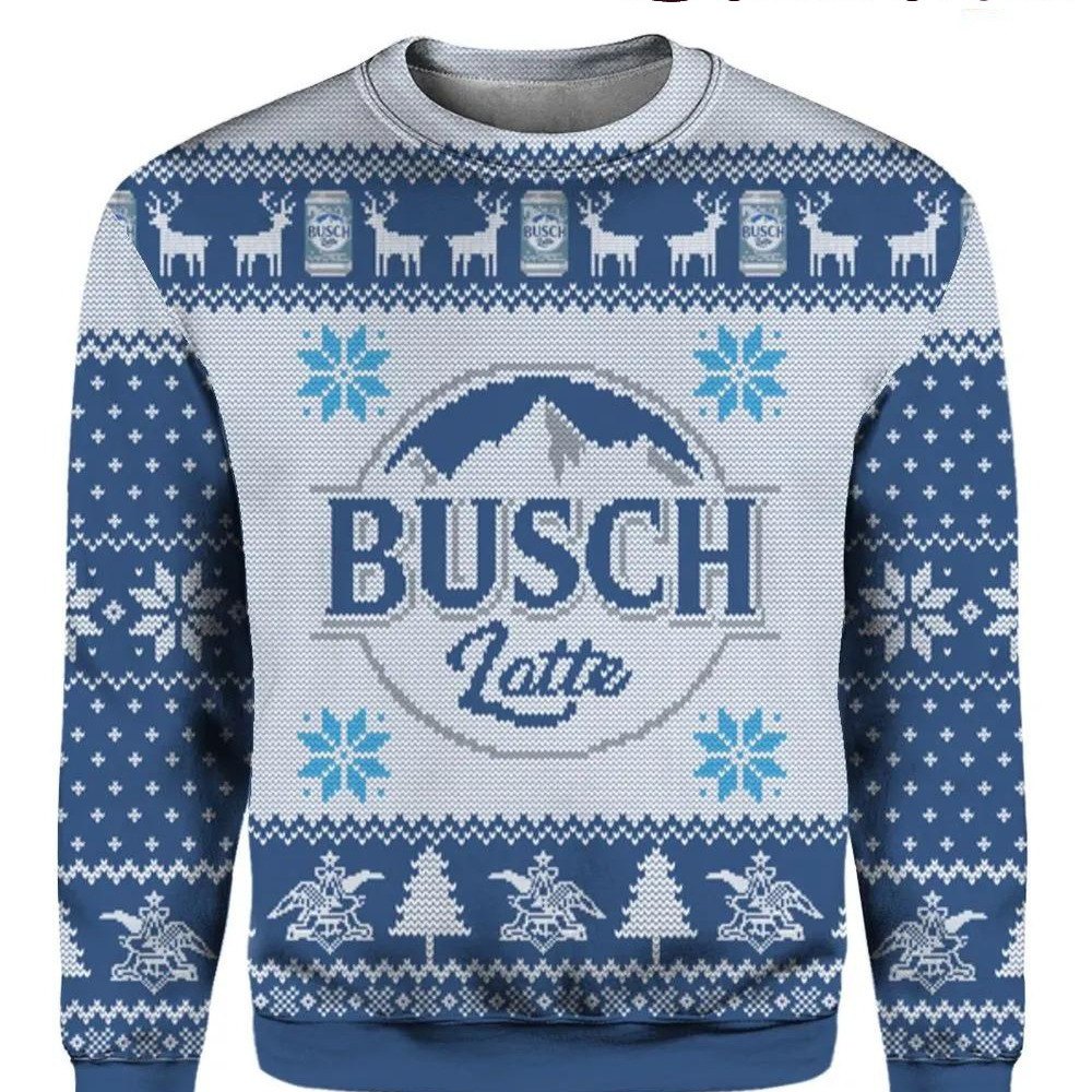 Busch Latte Beer Ugly Christmas Sweater Cool Gift For Best Friends