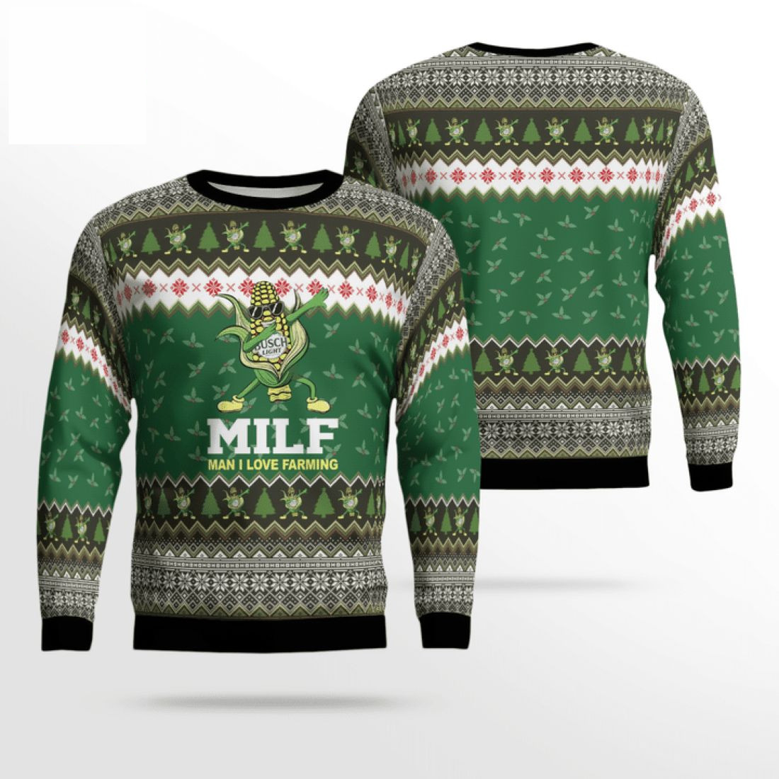 MILF Man I Love Farming Busch Light Beer Ugly Christmas Sweater