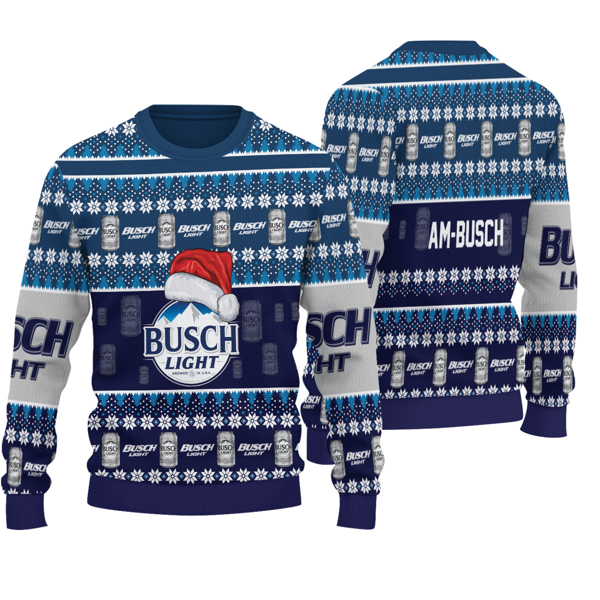 Santa Clause Busch Light Ugly Christmas Sweater Gift For Beer Lovers