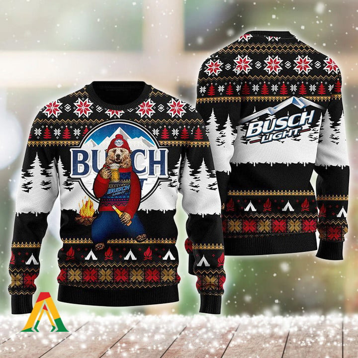 Vintage Bear Loves Busch Light Ugly Christmas Sweater Birthday Gift For Sister