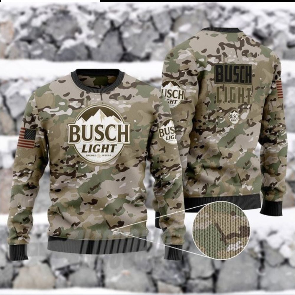 Military Camouflage Busch Light Ugly Christmas Sweater Xmas Gift Gift For Son From Mom