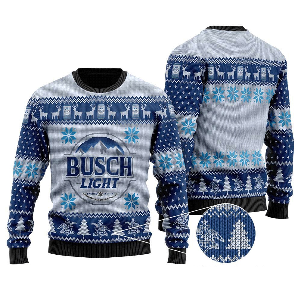 Retro Busch Light Ugly Christmas Sweater Best Gift For Beer Lovers