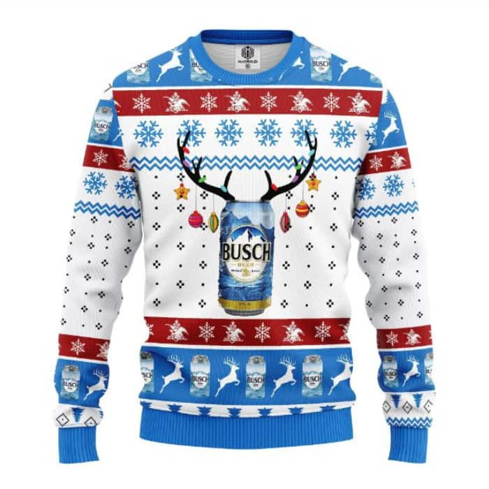 Busch Beer Ugly Christmas Sweater Reindeer Gift For Beer Drinkers