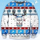Busch Beer Ugly Christmas Sweater Deer In Snowflakes