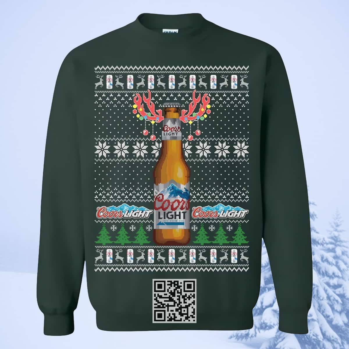 Funny Coors Light Ugly Christmas Sweater Reindeer Beer