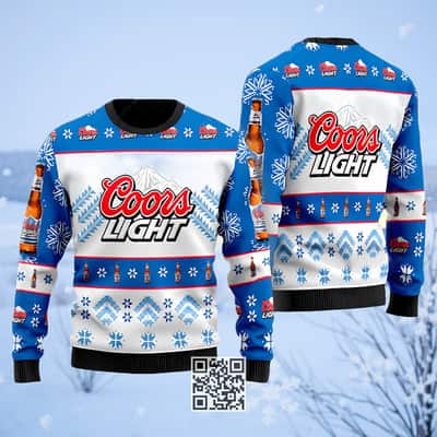 Coors Light Beer Ugly Christmas Sweater Snowflakes Pattern Coors Light Beer Ugly Christmas Sweater Snowflakes Pattern